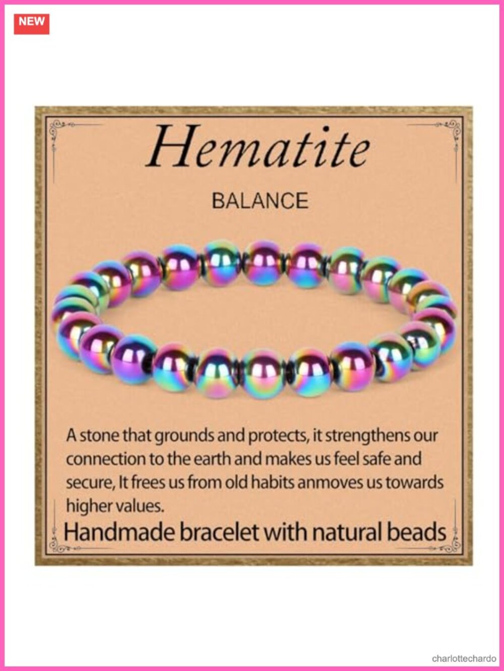 Handmade Rainbow Coated Hematite Stretch Bracelet 8mm Beads Healing Crystal